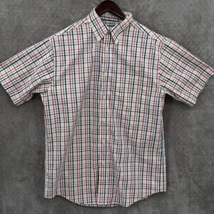Orvis Shirt Mens Medium Multicolor Plaid Short Sleeve Button Front Cotton